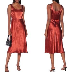 vince fitted satin slip dress